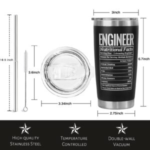 Engineer Tumbler with Lid and Straw- Funny Engineer Gifts for Engineers -Engineer Mug, Cup, Skinny Tumbler - Matte Black Thermal Insulated Tumblers 20 Oz- Nerd Gifts(Nutritional Facts)