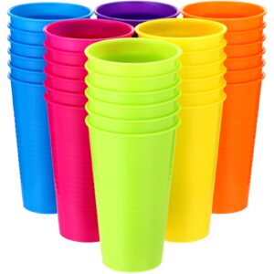 set of 36 colorful plastic tumblers 14 oz unbreakable restaurant drinking cups large reusable cups summer drinking tumblers for ice tea kitchen supplies party decoration, 6 colors