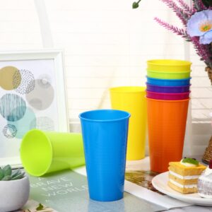 Set of 36 Colorful Plastic Tumblers 14 oz Unbreakable Restaurant Drinking Cups Large Reusable Cups Summer Drinking Tumblers for Ice Tea Kitchen Supplies Party Decoration, 6 Colors