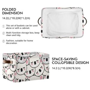 Wusikd White and Grey Koalas Faces Storage Basket Set of 1 Large Fabric Storage Basket Bins Box Cube with Handles Collapsible Closet Shelf Clothes Organizer Basket for Nursery Bedroom