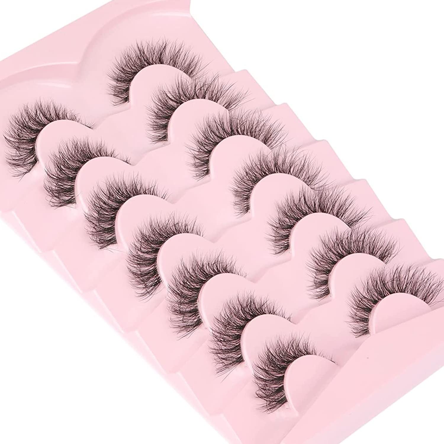 Eyelashes 3D Cat Eye Lashes Natural Look Messy Fluttery Clear Band Lashes Fluffy Faux Mink Eyelashes Wispy Lashes Strip Curly False Lashes Pack 7 Pairs by Zenotti