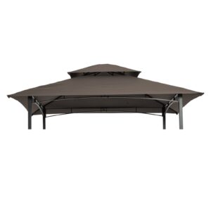 8' x 5' grill shelter patio gazebo replacement canopy top,double tiered roof,outdoor bbq roof cover,uv protection & water-repellent & fire retardan-grey