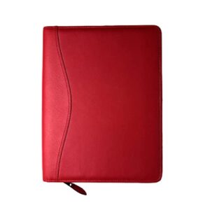 Planner Pad Spiral Bound Personal Size Cover, Fits 6 3/4 x 8 1/2 size paper pages, Red Flex Leather