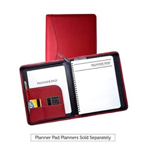 Planner Pad Spiral Bound Personal Size Cover, Fits 6 3/4 x 8 1/2 size paper pages, Red Flex Leather