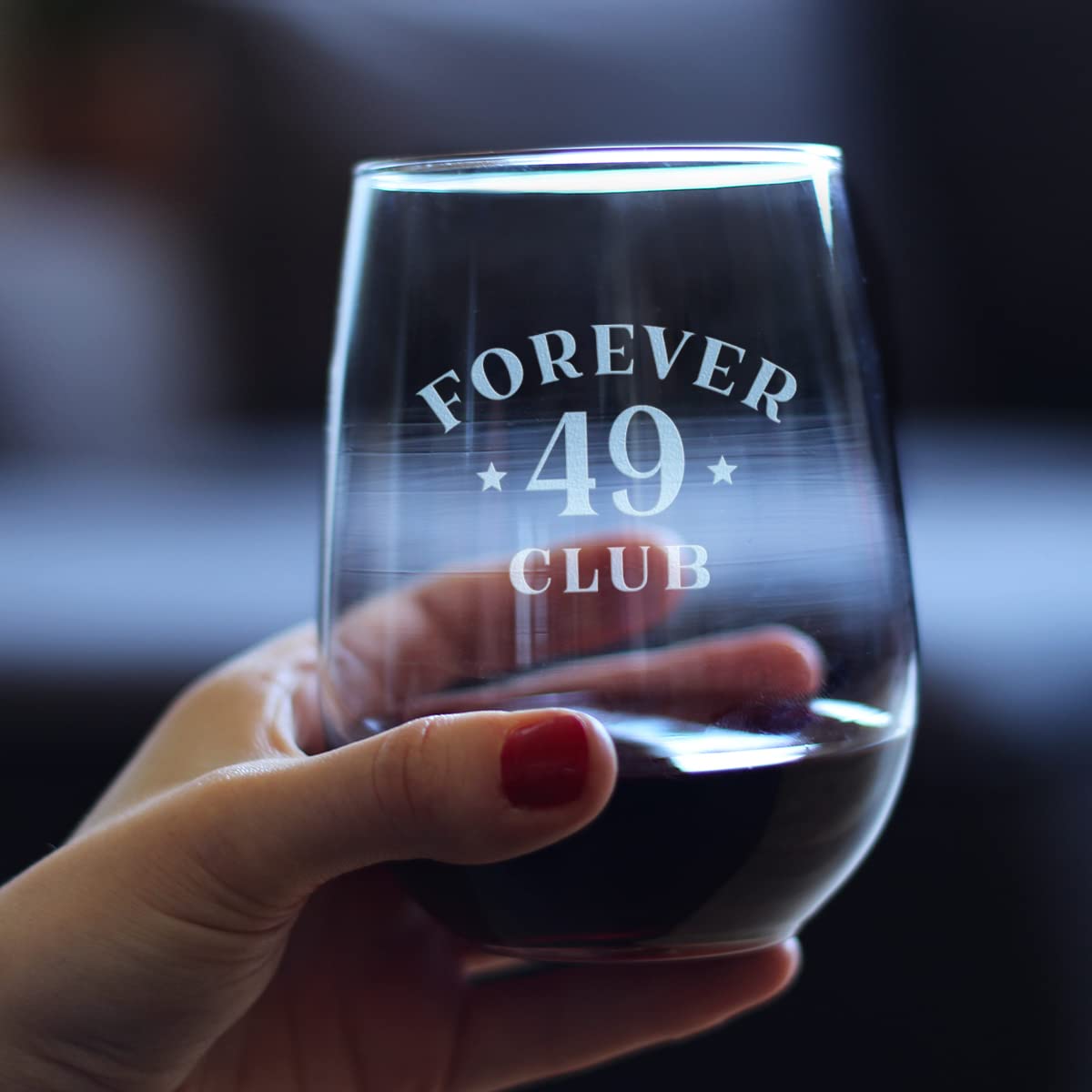 Forever 49 Club - Stemless Wine Glass 50th Birthday Gifts for Women & Men Turning 50 - Bday Party Decor - Large 17 Oz Glasses