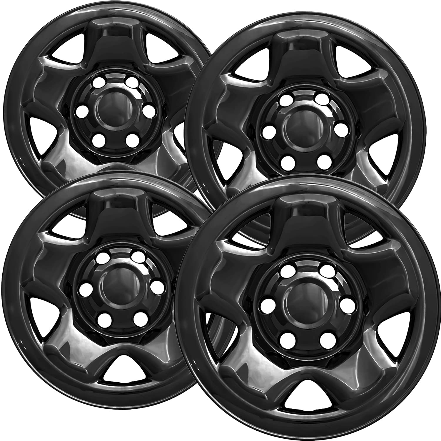 OxGord 16 inch Wheel Skins for 2005-2022 Toyota Tacoma (Set of 4) Impostor Wheel Covers for 16 inch Gloss Black ABS Wheels- Auto Tire Replacement Exterior Cap Cover