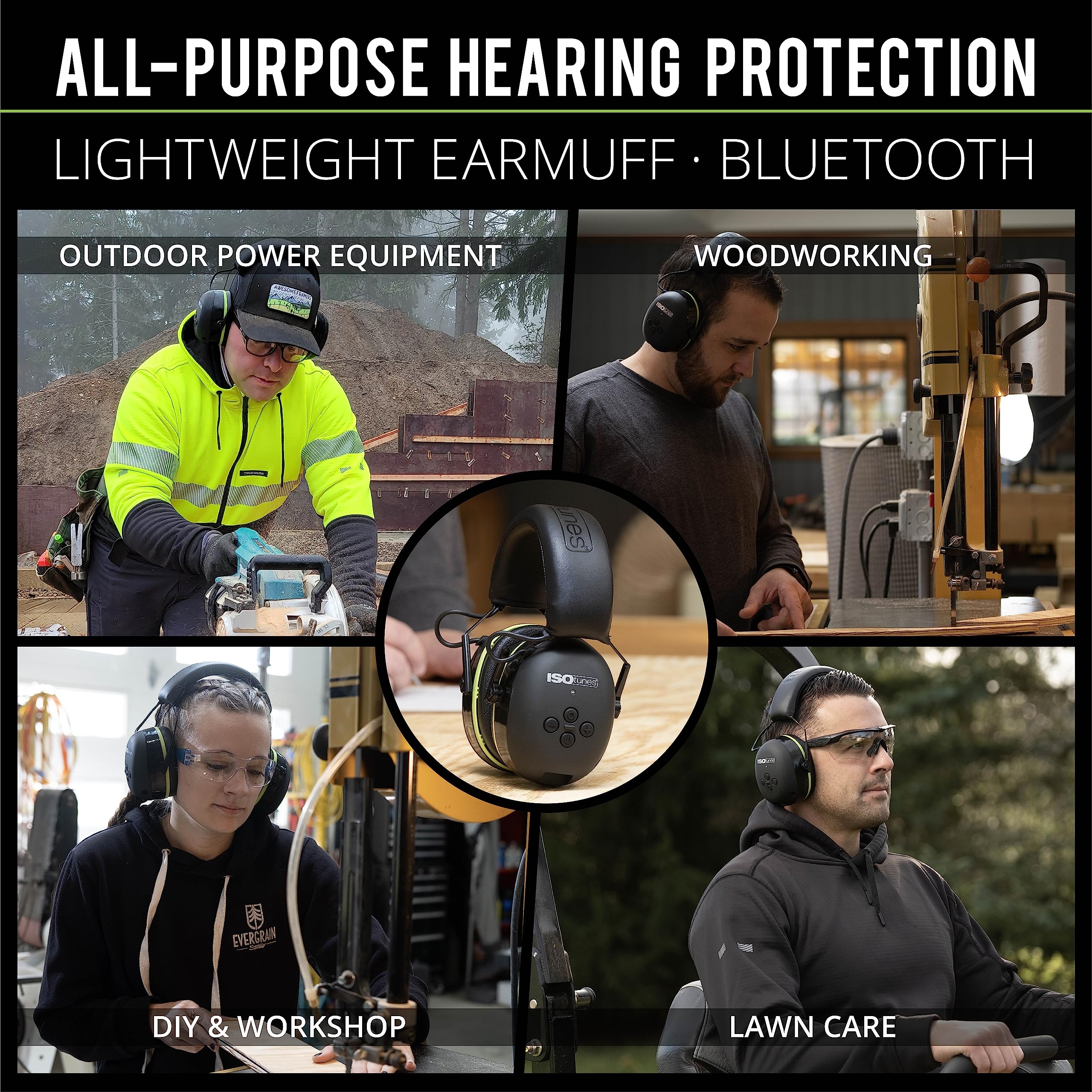 ISOtunes AIR DEFENDER Bluetooth Earmuffs: Comfortable Wireless unisex adult Hearing Protection with 40 Hour Battery Life