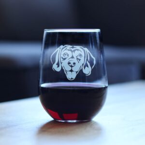 Happy Beagle Stemless Wine Glass - Cute Dog Themed Decor and Gifts for Moms & Dads of Beagles - Large 17 Oz Glasses