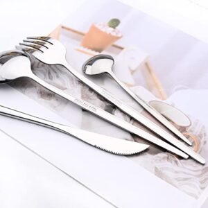 24-Piece Mirror Silver Cutlery Set, Snplowum Stainless Steel Flatware Hanging Tableware Silverware Set Include Knife/Fork/Spoon/Teaspoon and Storage Rack For Daily Use, Service For 6