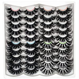 lashes 25mm fluffy mink false eyelashes long 20 pairs dramatic thick 3d 5d faux mink lashes 4 styles 25 mm wispy d curl volume fake eyelashes pack, by kmilro