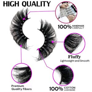 Lashes 25mm Fluffy Mink False Eyelashes Long 20 Pairs Dramatic Thick 3D 5D Faux Mink Lashes 4 Styles 25 mm Wispy D Curl Volume Fake Eyelashes Pack, by Kmilro