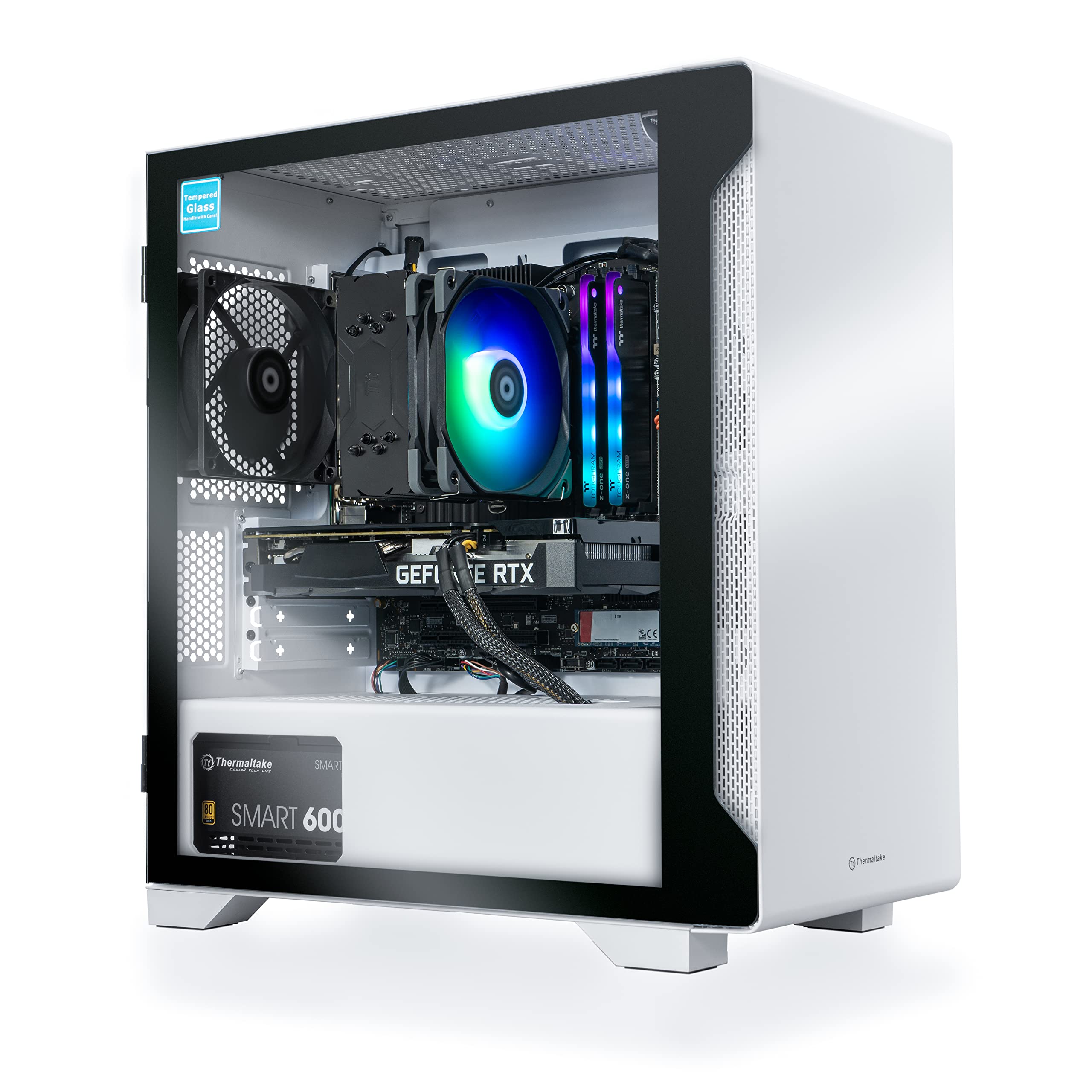 Thermaltake LCGS Glacier i3510 CPU Gaming Desktop (Intel Core™ i5-10400F, ToughRam Z-ONE 3600Mhz 16GB RGB Memory, NVIDIA GeForce® RTX 3050, 1TB M.2 NVMe, Win 10 Home) S1GL-B560-350-LCS,White