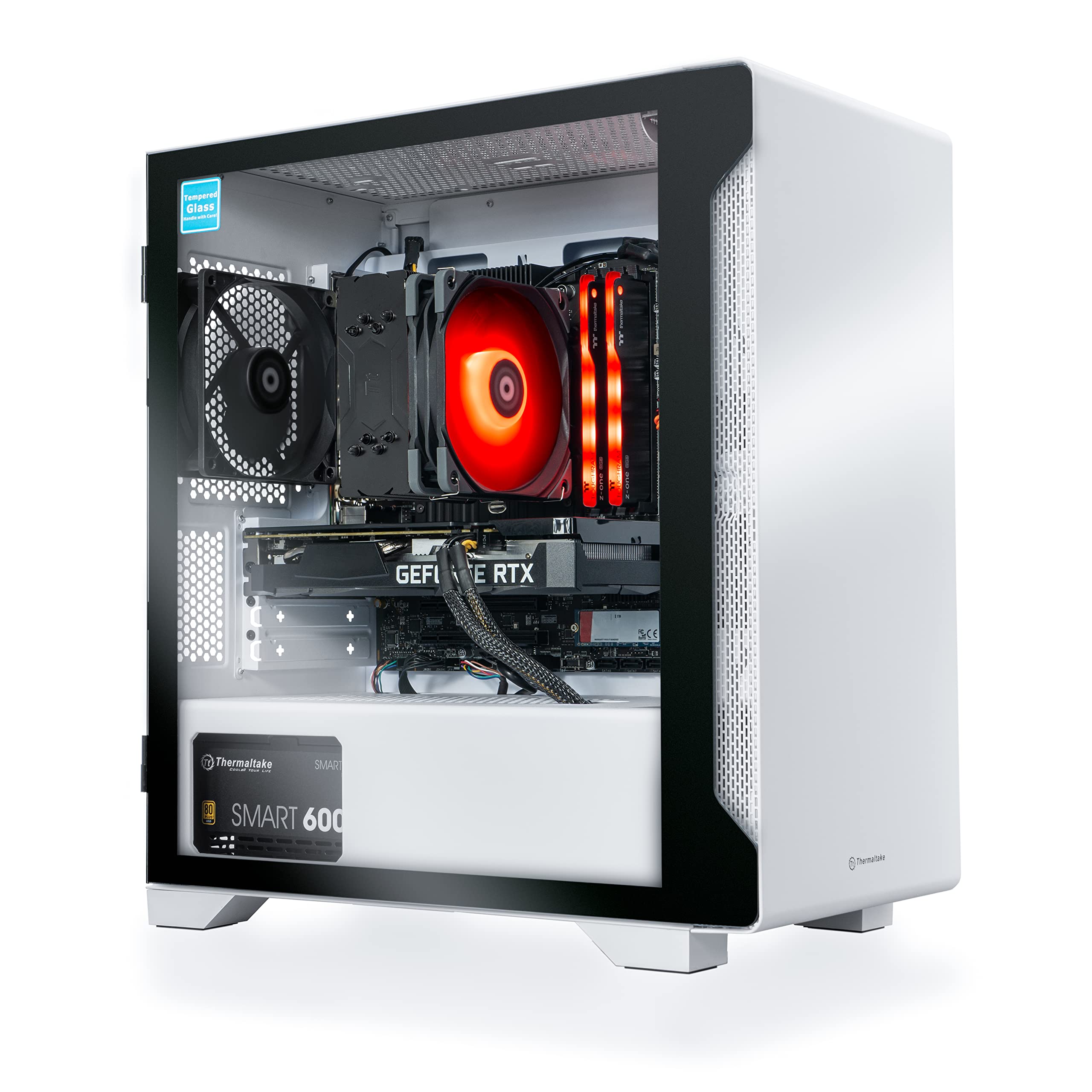 Thermaltake LCGS Glacier i3510 CPU Gaming Desktop (Intel Core™ i5-10400F, ToughRam Z-ONE 3600Mhz 16GB RGB Memory, NVIDIA GeForce® RTX 3050, 1TB M.2 NVMe, Win 10 Home) S1GL-B560-350-LCS,White