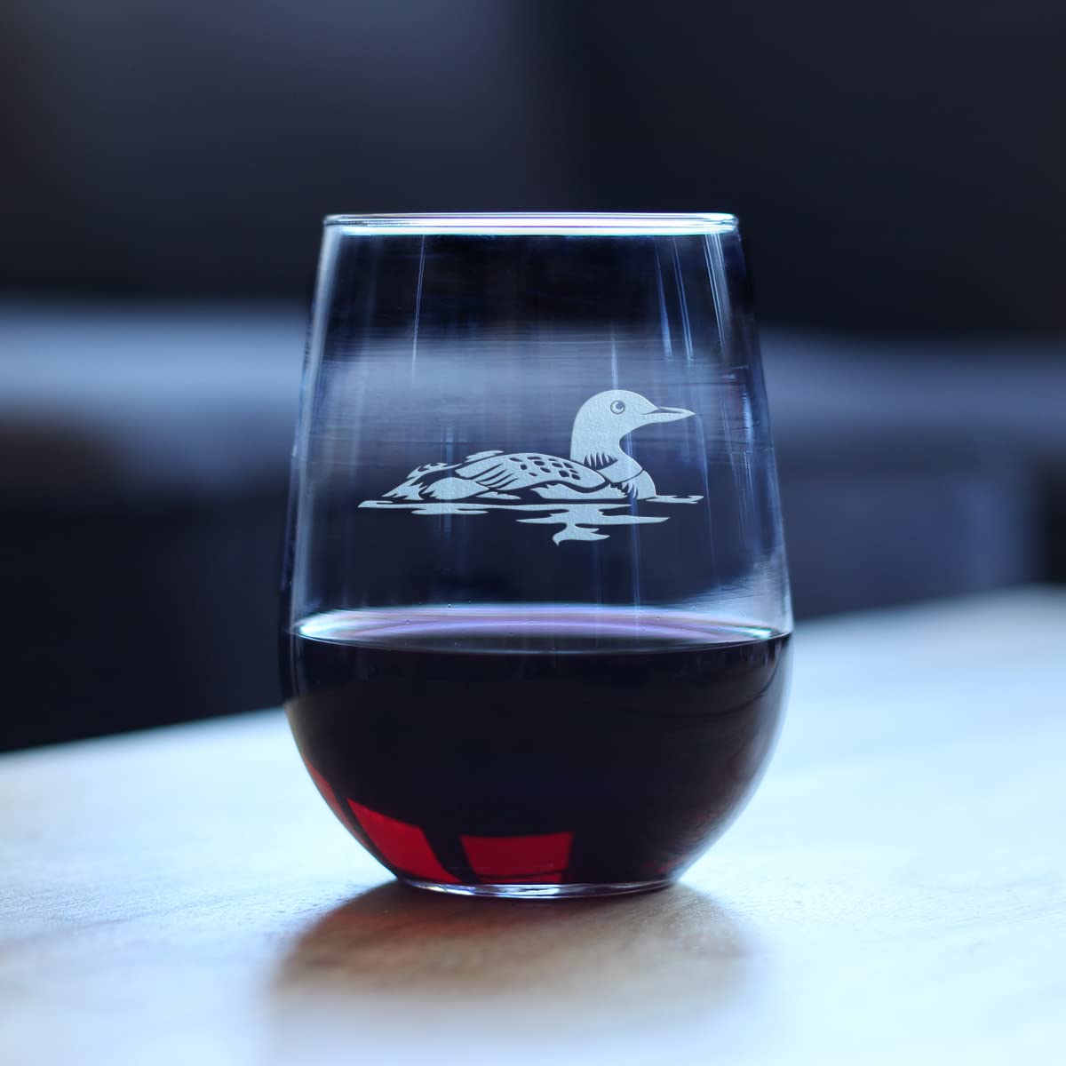 Loon - Stemless Wine Glass - Fun Bird Themed Gifts and Decor for Outdoor Lovers - Large 17 Ounce