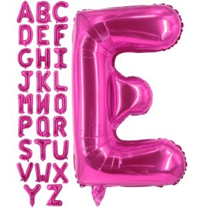 lovoir 40 inch large hot pink letter e balloons big size jumbo mylar foil helium balloon for birthday party celebration decorations alphabet hot pink e