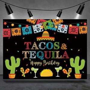 rsuuinu mexican fiesta backdrop happy birthday tacos and tequila colorful lights background drop cinco de mayo backdrop for pictures birthday party mexican decorations banner photo booth props 7x5ft