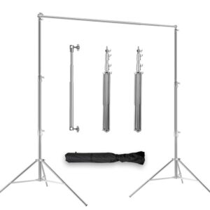 stainless steel backdrop stand 9.5ftx10ft photo stand for backdrop video adjustable background support stands for portrait & studio photography, photoshoot, parties, baby shower, birthday, wedding