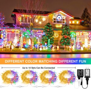 JMEXSUSS 33ft 100 LED Color Changing String Lights Plug in, 11 Modes Warm White & Multicolor Christmas Tree Lights Indoor with Remote, Christmas String Lights Outdoor Waterproof for Xmas Indoor Decor