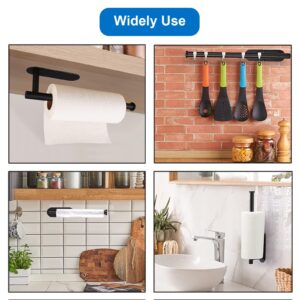 Searik Paper Towel Holder Under Cabinet Black Adhesive Paper Towel Holder Wall Mount Stainless Steel Hanging Paper Towel Roll Holder for Kitchen Bathroom Farmhouse Countertop