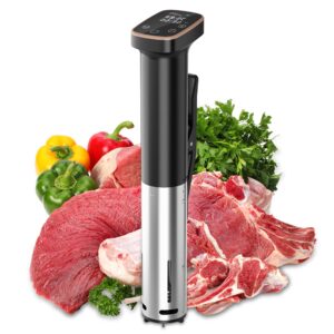 sous vide cooker, 1100w sous vide machine, ultra-quiet fast-heating immersion circulator precise cooker with big touchscreen accurate temperature and time control, ipx7 waterproof