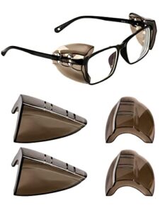 2 pairs eye glasses side shields, flexible slip on side shields for prescription glasses fits small to medium eyeglasses (brown-2)