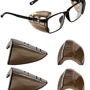 2 Pairs Eye Glasses Side Shields, Flexible Slip on Side Shields for Prescription Glasses Fits Small to Medium Eyeglasses (Brown-2)