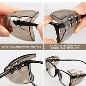 2 Pairs Eye Glasses Side Shields, Flexible Slip on Side Shields for Prescription Glasses Fits Small to Medium Eyeglasses (Brown-2)