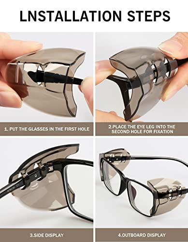 2 Pairs Eye Glasses Side Shields, Flexible Slip on Side Shields for Prescription Glasses Fits Small to Medium Eyeglasses (Brown-2)