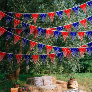 6 Pack Western Cowboy Party Decorations Bandana Pennant Banner Christmas Wild West Party Decorations Rodeo Decorations Red and Blue Country Decorations for Cowboy Themed Party Decoration, 9.8 Feet