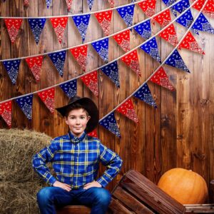 6 Pack Western Cowboy Party Decorations Bandana Pennant Banner Christmas Wild West Party Decorations Rodeo Decorations Red and Blue Country Decorations for Cowboy Themed Party Decoration, 9.8 Feet