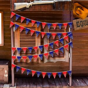 6 Pack Western Cowboy Party Decorations Bandana Pennant Banner Christmas Wild West Party Decorations Rodeo Decorations Red and Blue Country Decorations for Cowboy Themed Party Decoration, 9.8 Feet