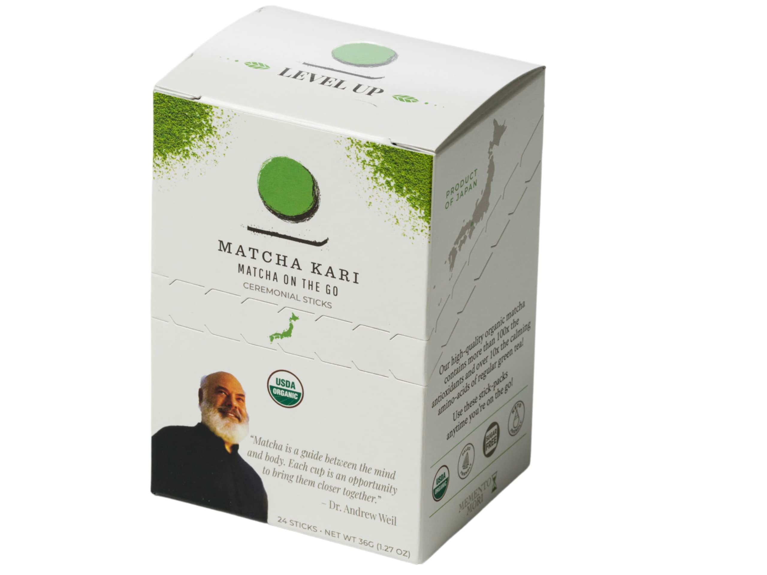 Matcha Green Tea Powder Single Serving Sticks, Dr. Weil's Ceremonial Organic Matcha Powder Singles Packets - Individual Matcha Tea Packets (24)