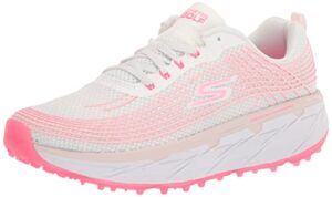 skechers women's go ultra max spikeless golf shoe sneaker, wht/pnk, 10