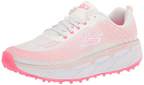 Skechers Women's Go Ultra Max Spikeless Golf Shoe Sneaker, WHT/PNK, 10