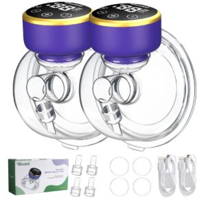 treetoi 2 pack cordless wearable breast pump hands free new mom gifts for women electric portable low noise breast pump with 3 modes & 9 levels lcd display, 24mm flange, veryperi