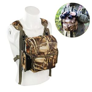 MDSTOP Binocular Harness, Bino Harness Chest Pack with Rangefinder Pouch, Bino Straps Secure Your Binoculars, Holds rangefinders, Phones, Bullets etc, for Bird Watching, Hunting, Travel, Sports