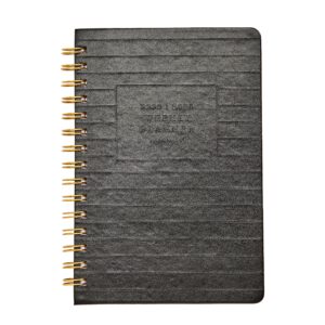 russell+hazel 2022-2023 a5 academic weekly planner, office supplies, black vegan leather, with stickers, 5.625" x 8.25"
