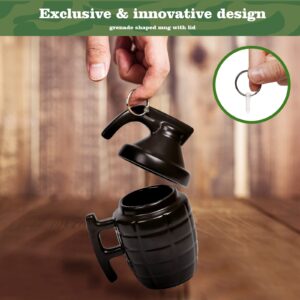 loobuu Fashion Ceramic Coffee Tea Cup, Special Cool Coffee Mug 3D Cool Grenade Design Durable Coffee Tea Cup Attractive Mugs Personalized Porcelain Gifts for Men Women- 9.4OZ (Grenade)