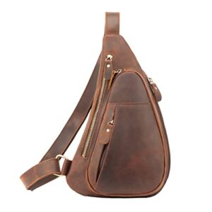 leathario leather sling bag for men chest crossbody shoulder small daypack multipurpose casual travel