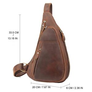 Leathario Leather Sling Bag for Men Chest Crossbody Shoulder Small Daypack Multipurpose Casual Travel