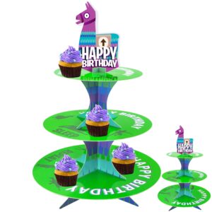 video game party supplies, 3 tier video game for nite cupcake stand for kids boys girls birthday baby shower game party decorations