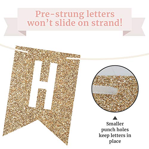 Pre-Strung Happy 40th Birthday Banner - NO DIY - Gold Glitter 40th Birthday Party Banner - Pre-Strung Garland on 6 ft Strands - Gold Birthday Party Decorations & Decor. Did we mention no DIY?