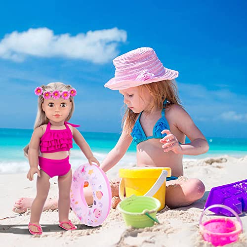 UNICORN ELEMENT 11 Pcs 18 Inch Girl Doll Clothes and Accessories Set Including Colorful Mermaid Swimsuits, Mobile Phone, Hairpin, Swimming Circle Randomly Send a Bag or Not.