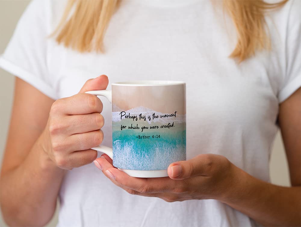 TJ Originals Esther 4:14 Perhaps This Is The Moment Gifts for Her - Bible Verse Graduation Drinkware- 11oz Ceramic Mug - Best Christian Office BFF Gifts for Women Friends