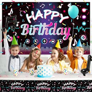 OurWarm 130 Pcs Tik Tok Birthday Party Decorations, Music Happy Birthday Decorations, Tiktok Party Theme Party Supplies Includes Happy Birthday Banner, Balloons Arch, Tablecloth for Birthday Decor