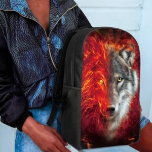 AFPANQZ Teenagers Backpack Set Wolf School Bags Rucksack Insulated Thermal Lunch Boxes Tote Bag with Side Bottle Pocket Small Pencil Case for Teen Boys 3 Pack