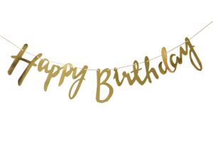 gold happy birthday banner - birthday party decorations - birthday decoration party supplies for girls boys kids and adults
