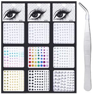 9 sheets bindi dots nose stud stickers body face eye ear fake crystals gems jewelry self adhesive fake nose ring stud rhinestones non piercing for women girl makeup party accessory decoration