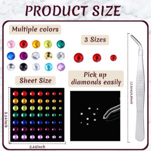 9 Sheets Bindi Dots Nose Stud Stickers Body Face Eye Ear Fake Crystals Gems Jewelry Self Adhesive Fake Nose Ring Stud Rhinestones Non Piercing for Women Girl Makeup Party Accessory Decoration
