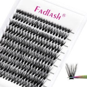 fadlash diy lash cluster individual eyeslash extension volume lash clusters thick band wispy natural eyelash extension,large tray (40d-0.07-d, 8-16mm)